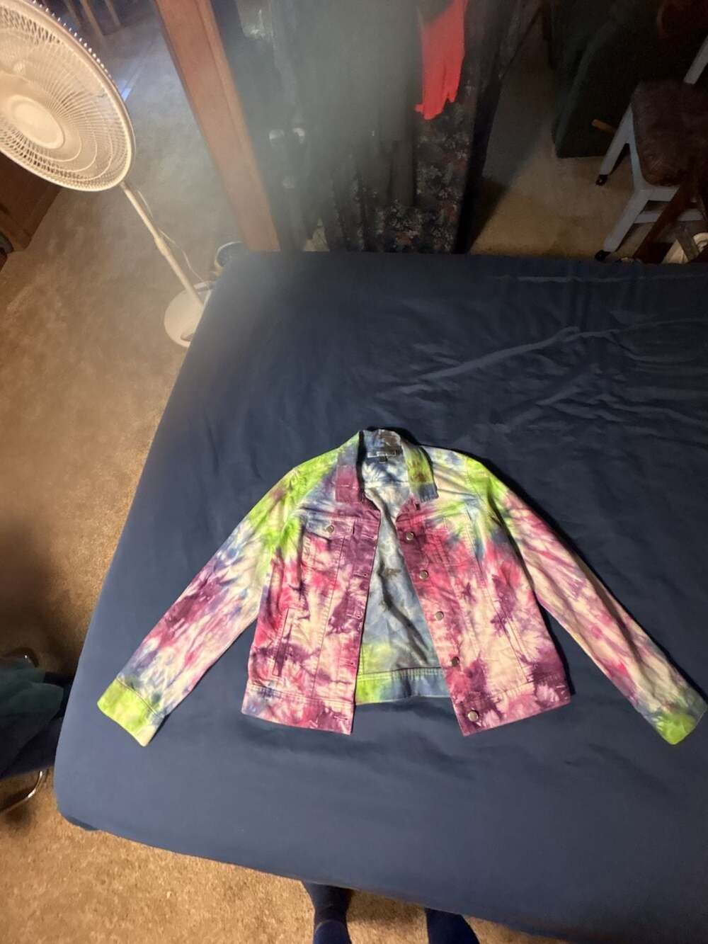 Croft & Barrow Denim Jacket Size M Multi Color Tie Dye Stretch